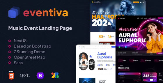 Eventiva NextJS - Music & Bands Events Landing Page Template