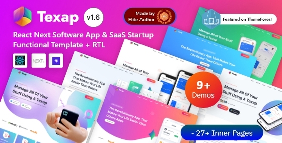 Texap - React Next Software App & SaaS Startup Functional Template with Strapi 4