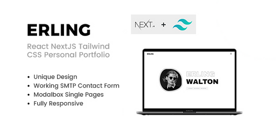 Erling - Tailwind CSS Personal Portfolio React NextJS Template